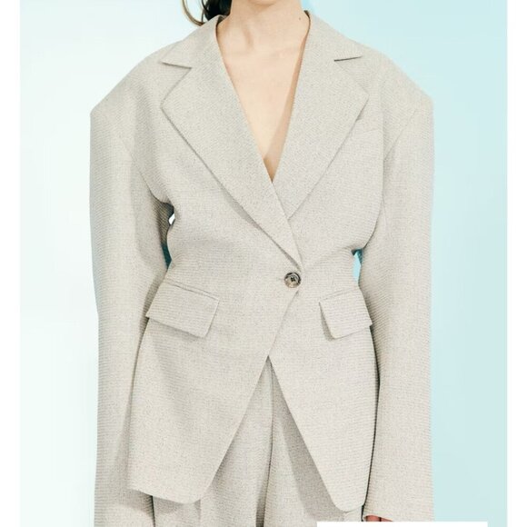 H and M Edition Light Gray Wool Blend Blazer S/S 2025 Small - Picture 1 of 5